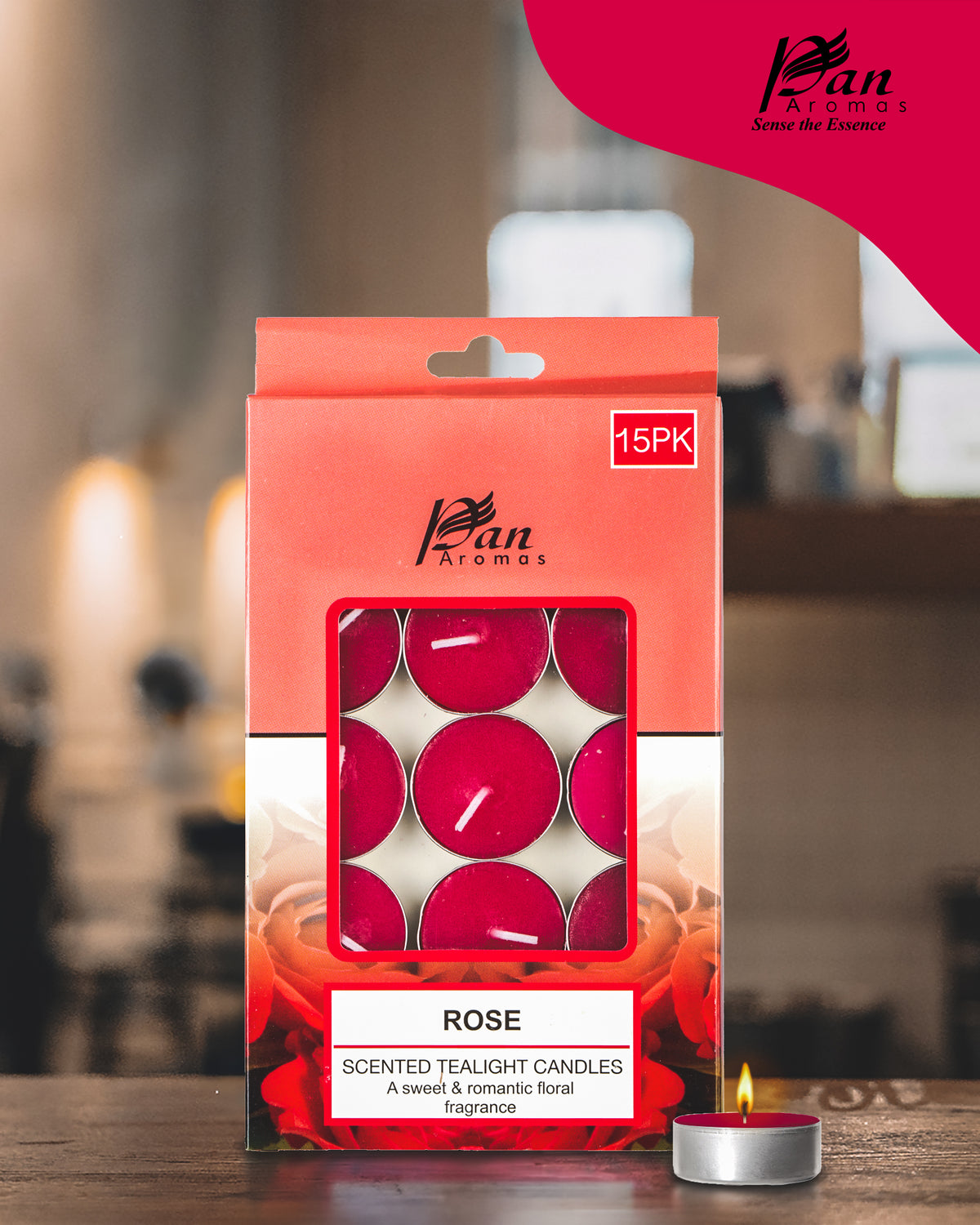 15-Pack Scented Tealight Candle - Rose