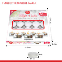Pan Aromas Unscented Tealight Candles (Pack of 50) – 10g Each