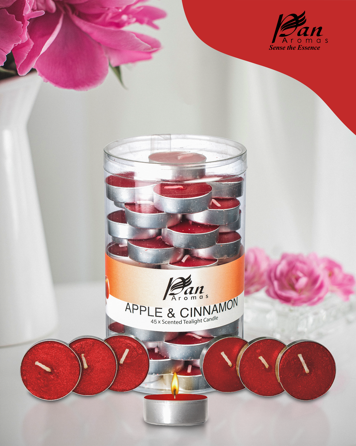 45-Pack Scented Tealight Candle - Apple & Cinnamon