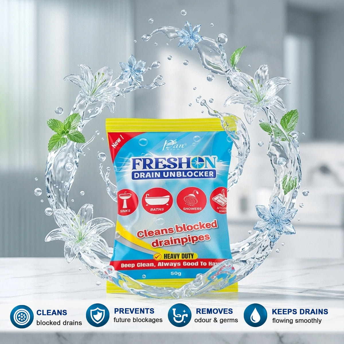 Drain Unblocker for Kitchen & Bathroom Drains – Pack of 10 Drain Unblocker for Kitchen & Bathroom Drains – Pack of 10
