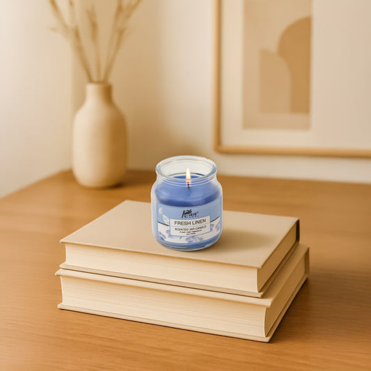 Jar Glass Candle With Lid – Fresh Linen (85g) Jar Glass Candle With Lid – Fresh Linen (85g)