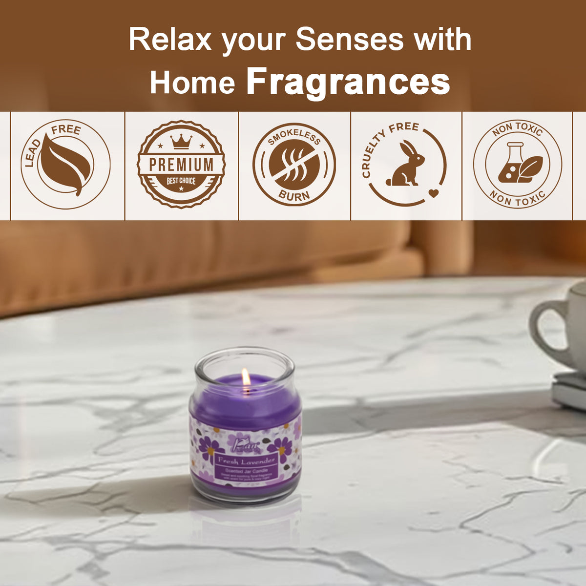 Jar Glass Candle With Lid – Fresh Lavender (85g) Jar Glass Candle With Lid – Fresh Lavender (85g)