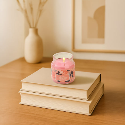 Jar Glass Candle With Lid– Rose (85g) Jar Glass Candle With Lid– Rose (85g)