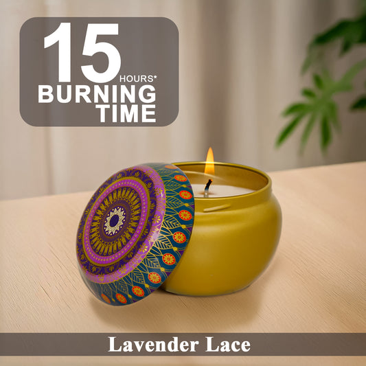 Lavender Lace Scented Tin Candle- 70gm Lavender Lace Scented Tin Candle- 70gm