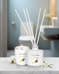 Crystal Collection – Vanilla Latte (Special Combo) | Reed Diffuser (100ml) & Scented Candle (150g)