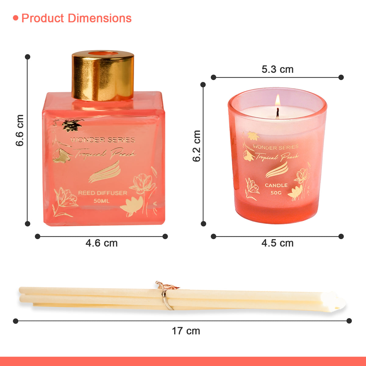 Wonder Series – Tropical Peach (Special Combo) | Reed Diffuser (50g) & Scented Candle (50g)