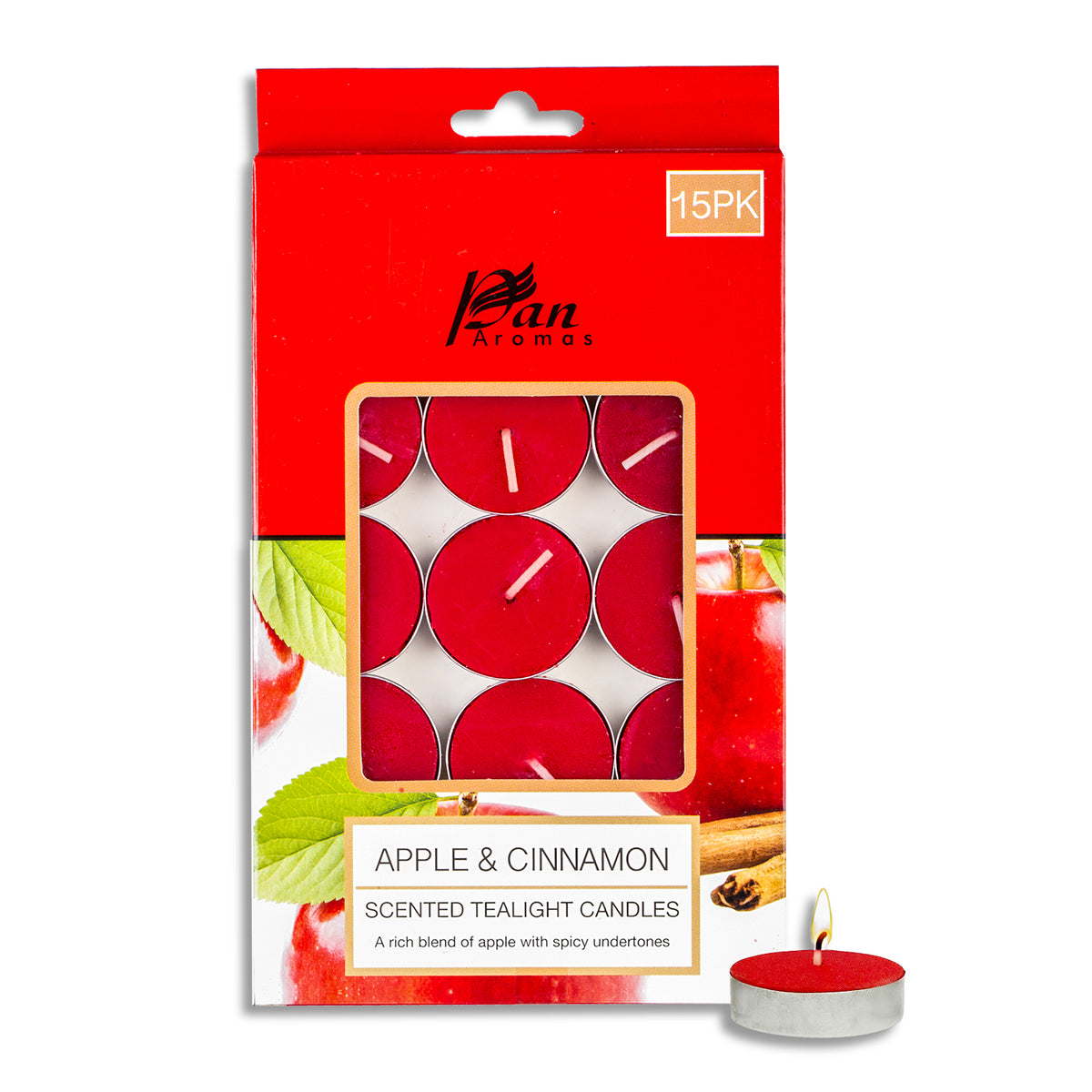 15-Pack Scented Tealight Candle - Apple & Cinnamon