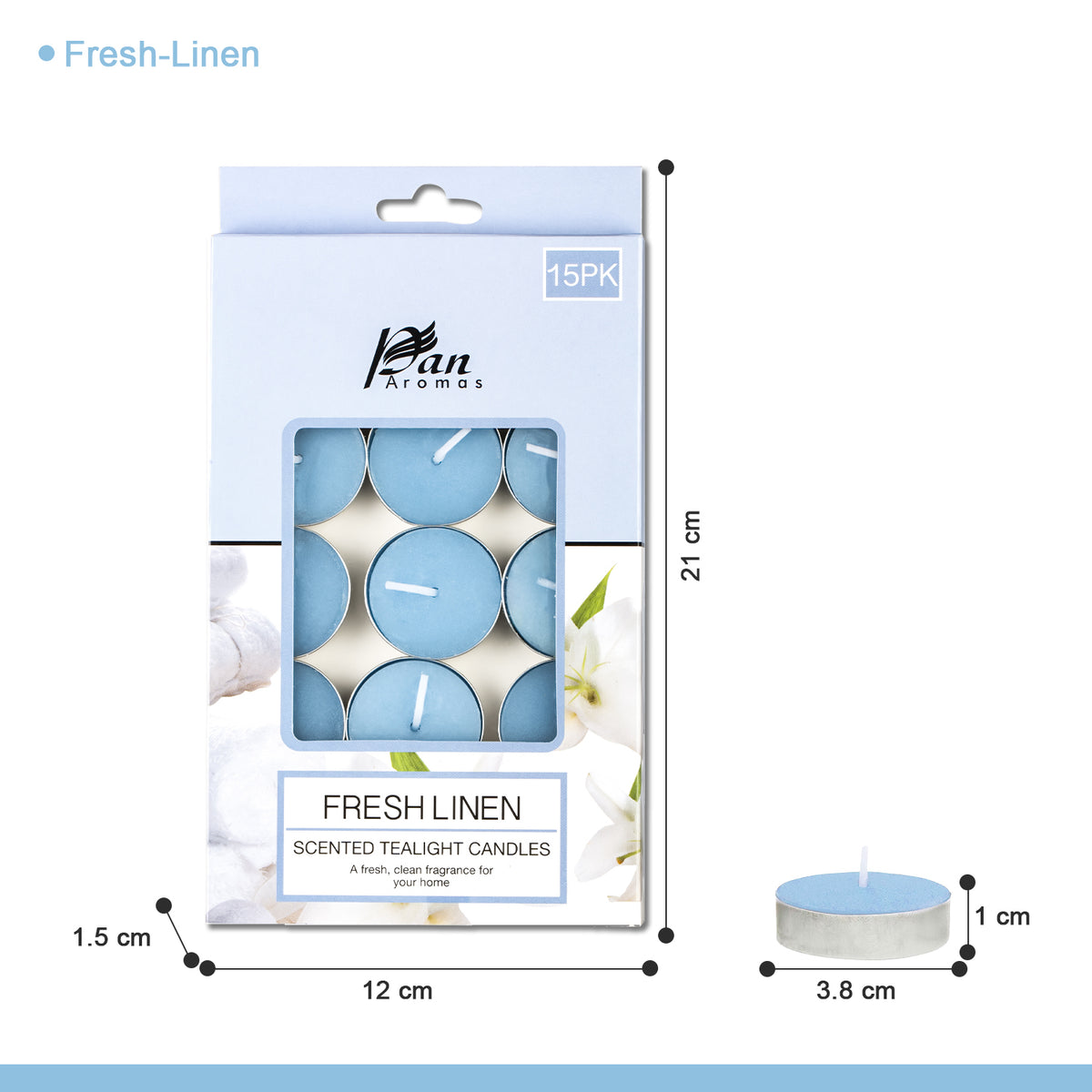 15-Pack Scented Tealight Candle - Fresh Linen