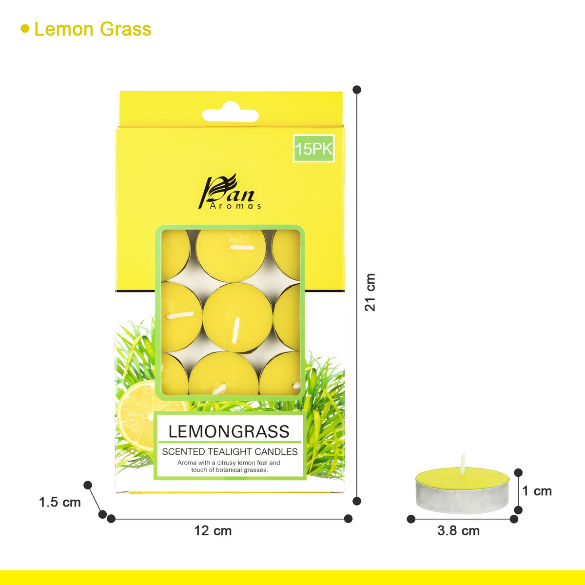 15-Pack Scented Tealight Candle - Lemon Grass