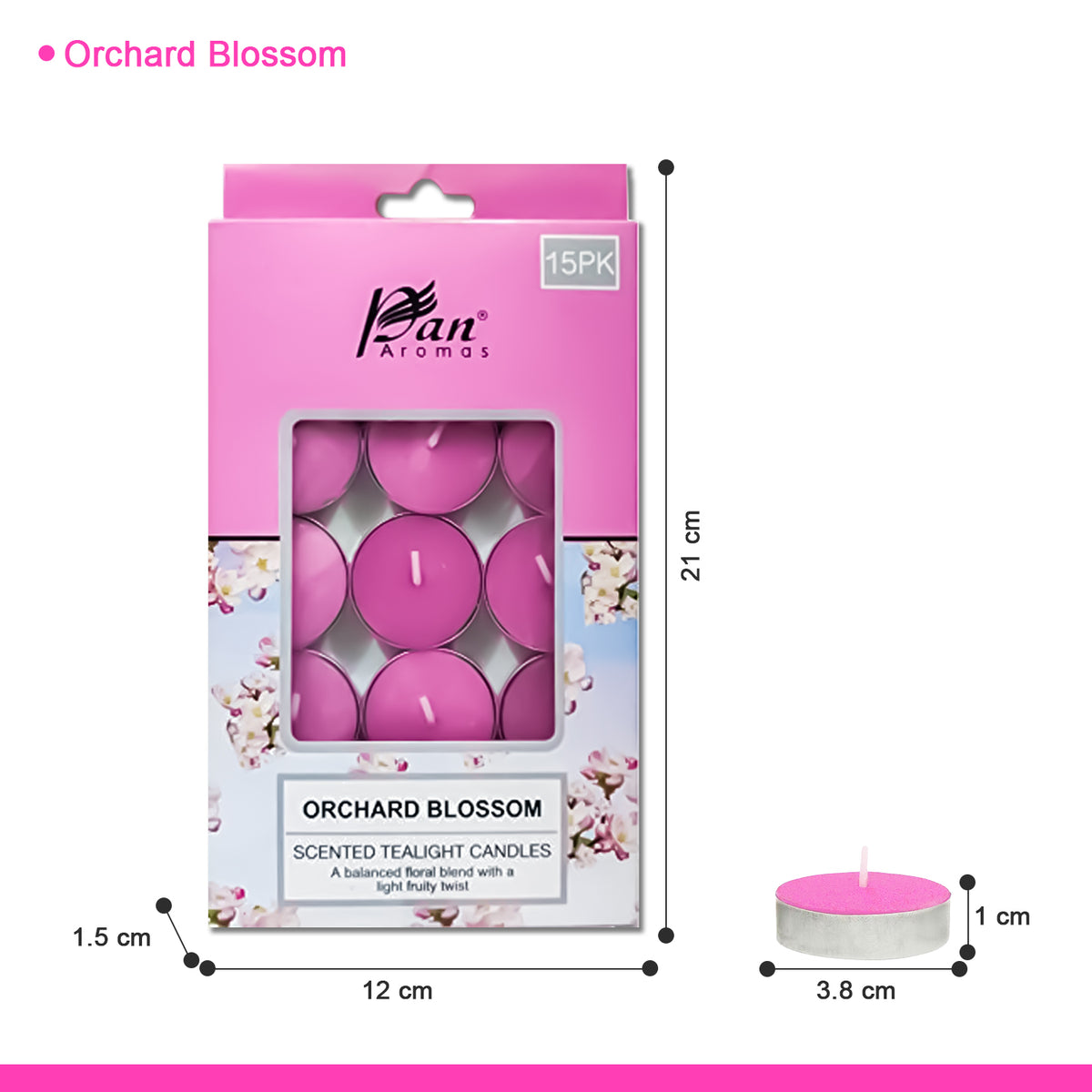 15-Pack Scented Tealight Candle - Orchard Blossom