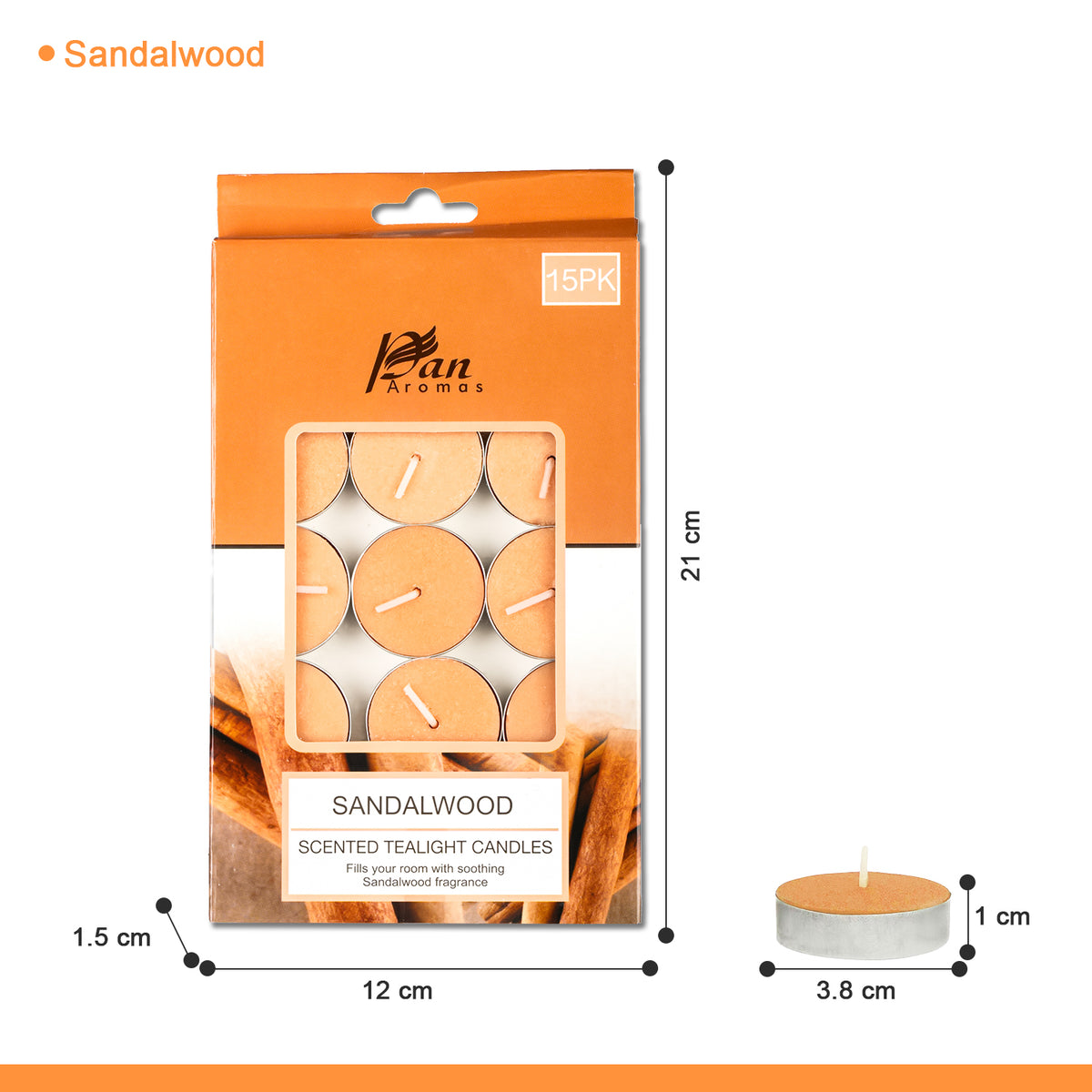 15-Pack Scented Tealight Candle - Sandalwood