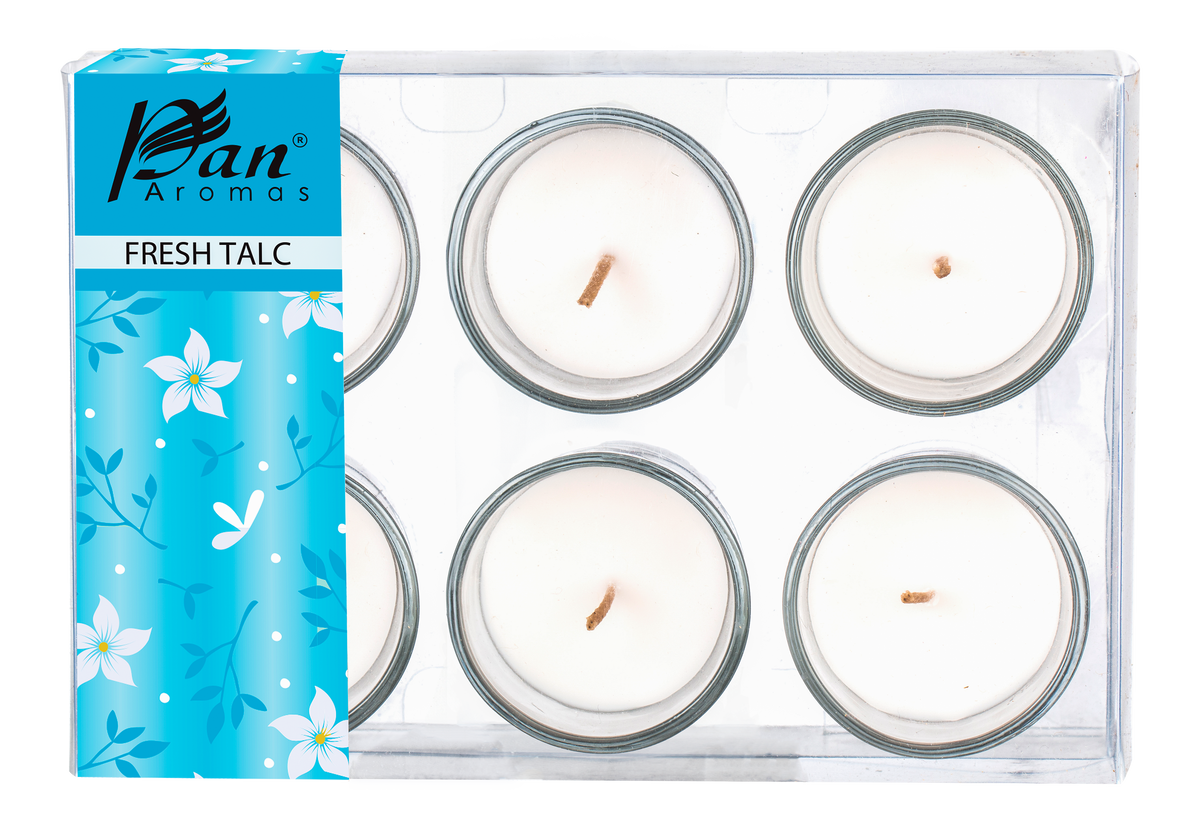 6-Pack Votive Glass Candle - Fresh Talc