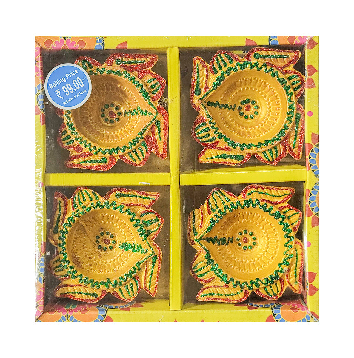 4-Pack Decorative Clay Diya