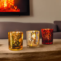 Set of 3 Mercury Glass Scented Candles – Sandalwood, Orchard & Lilac (45g Each)
