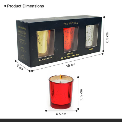 Set of 3 Mercury Glass Scented Candles – Sandalwood, Orchard & Lilac (45g Each)