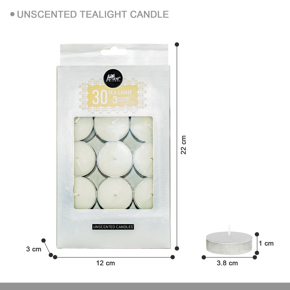 Pan Aromas Unscented Tealight Candles (Pack of 30)