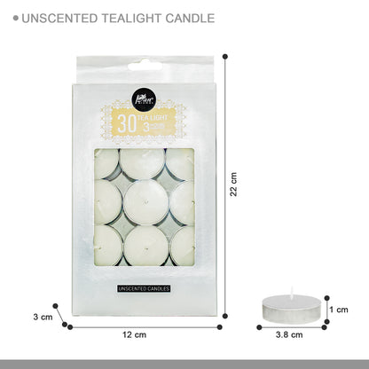 Unscented Tealight Candles (Pack of 30)