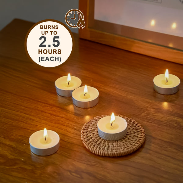 Pan Aromas Unscented Tealight Candles (Pack of 50) – 10g Each