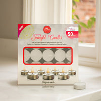 Pan Aromas Unscented Tealight Candles (Pack of 50) – 10g Each