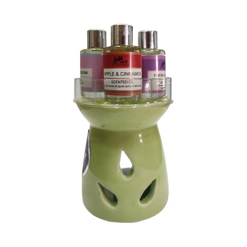 Burner Gift Set-2 10mlx4 Fragrance Oil Burner - Green