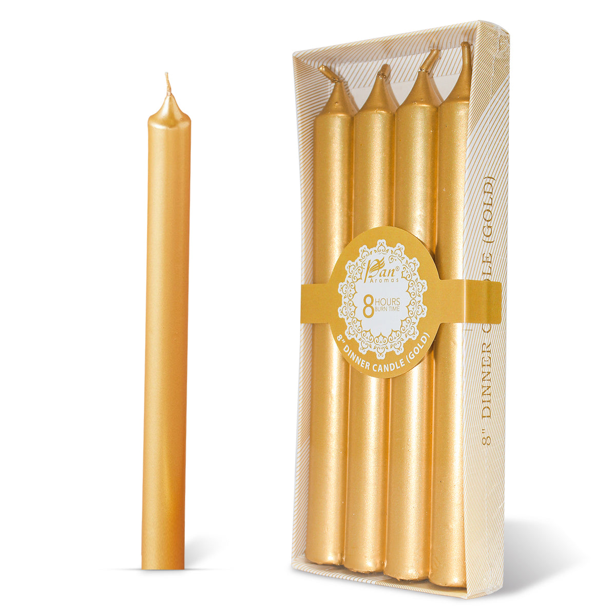 4 -Pack Unscented Dinner Candle  - Gold