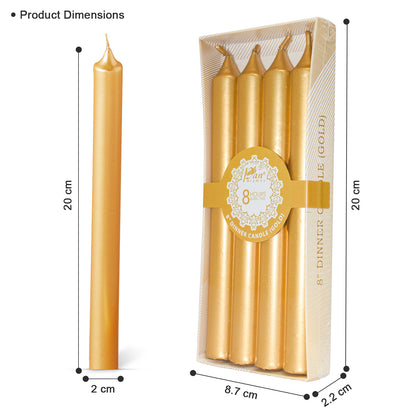 4 -Pack Unscented Dinner Candle  - Gold
