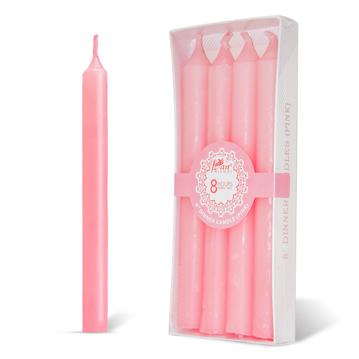 4 -Pack Unscented Dinner Candle - Pink