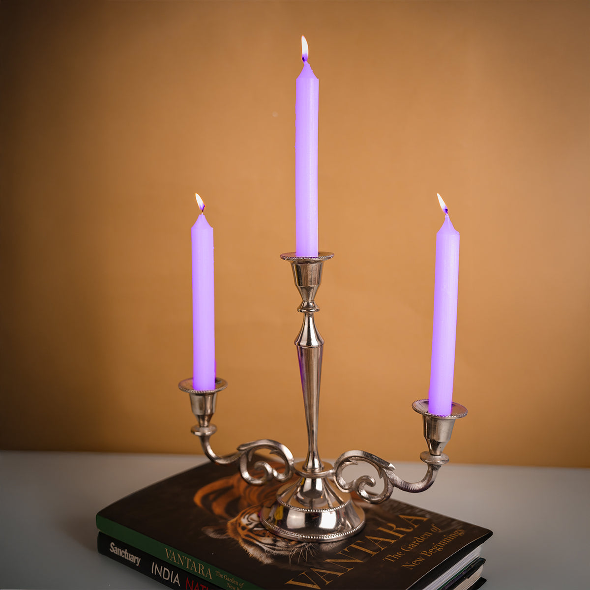 4 -Pack Unscented Dinner Candle - Purple