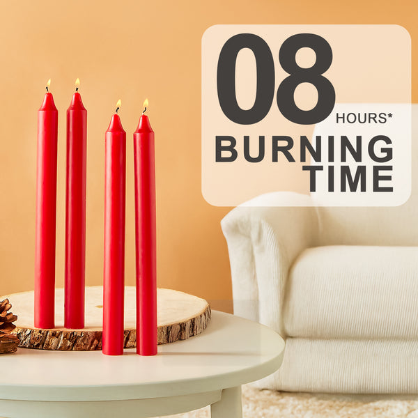 4 -Pack Unscented Dinner Candle - Red
