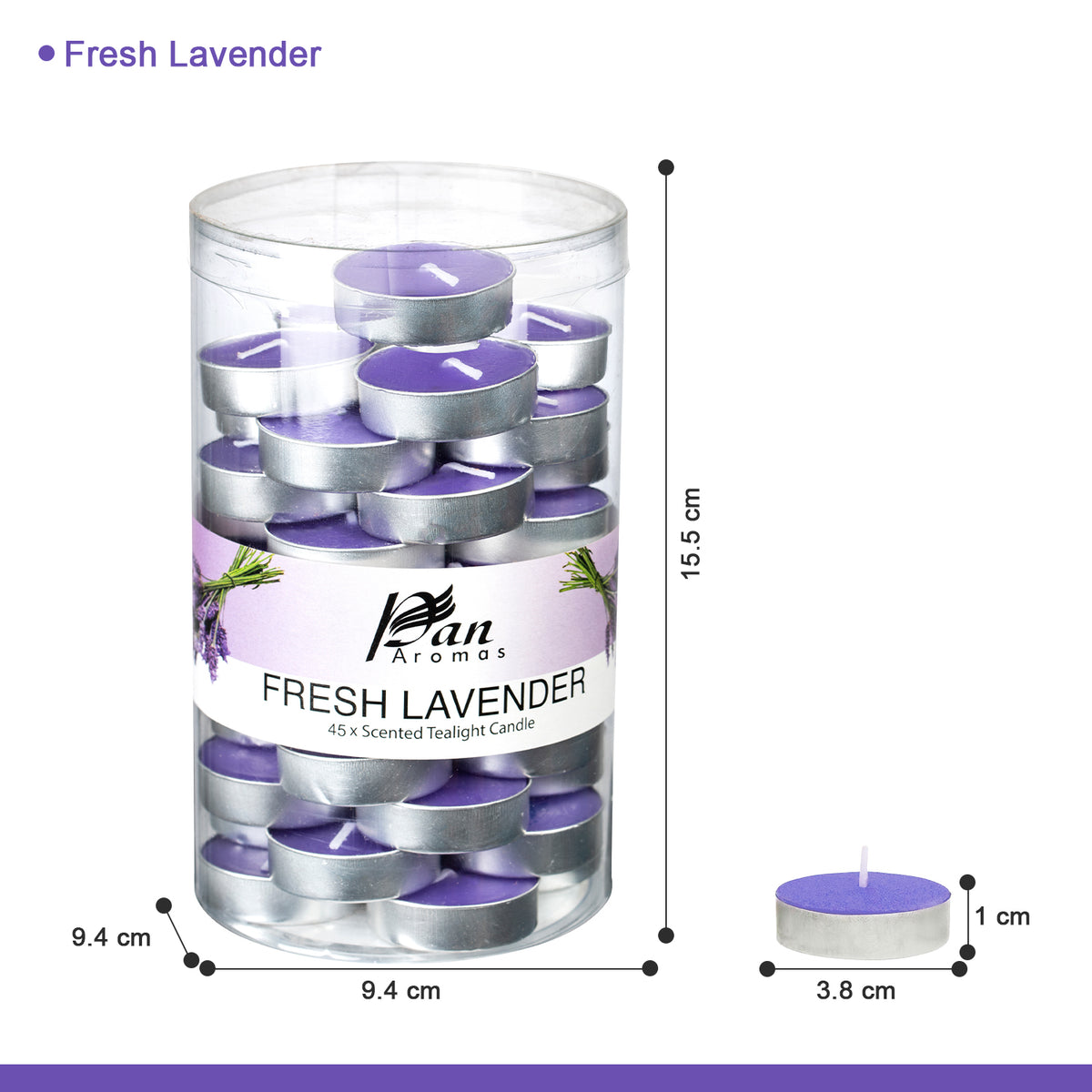 45-Pack Scented Tealight Candle - Fresh Lavender