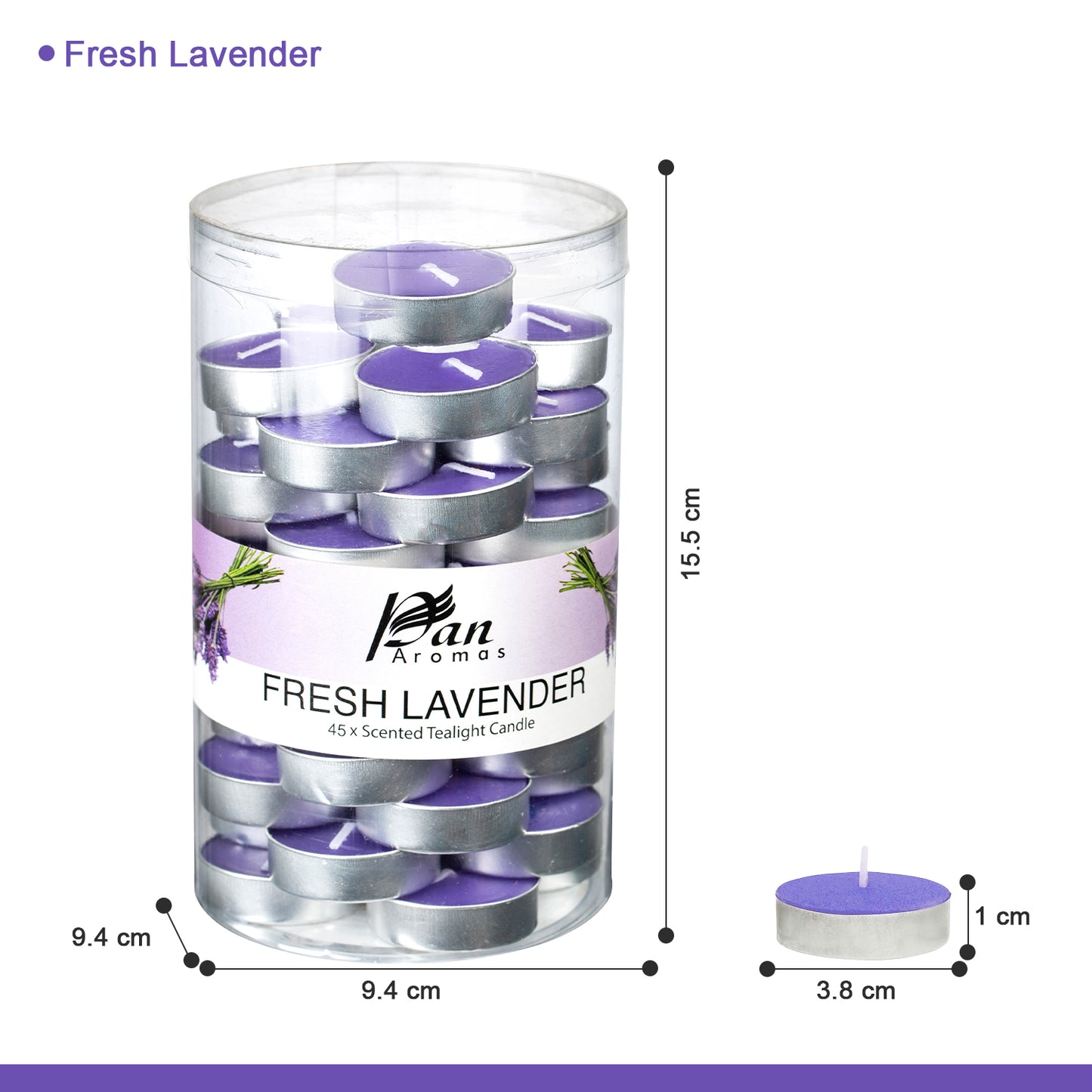 45-Pack Scented Tealight Candle - Fresh Lavender