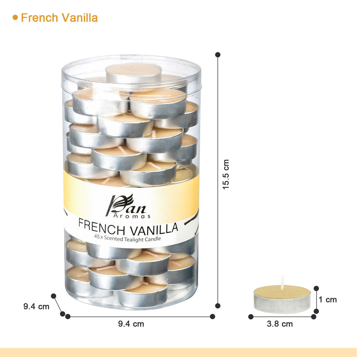 45-Pack Scented Tealight Candle - French Vanilla