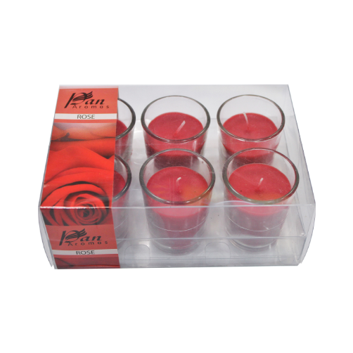 6-Pack Votive Glass Candle - Rose