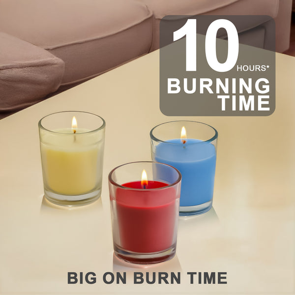 3 Pack Shot Glass Candle- (Apple & Cinnamon - French Vanilla - Fresh Linen)