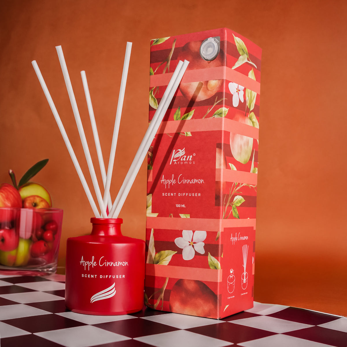 Apple & Cinnamon Scented Reed Diffuser - Crystal Collection (100ml)