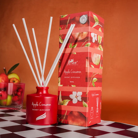 Apple & Cinnamon Scented Reed Diffuser - Crystal Collection (100ml)