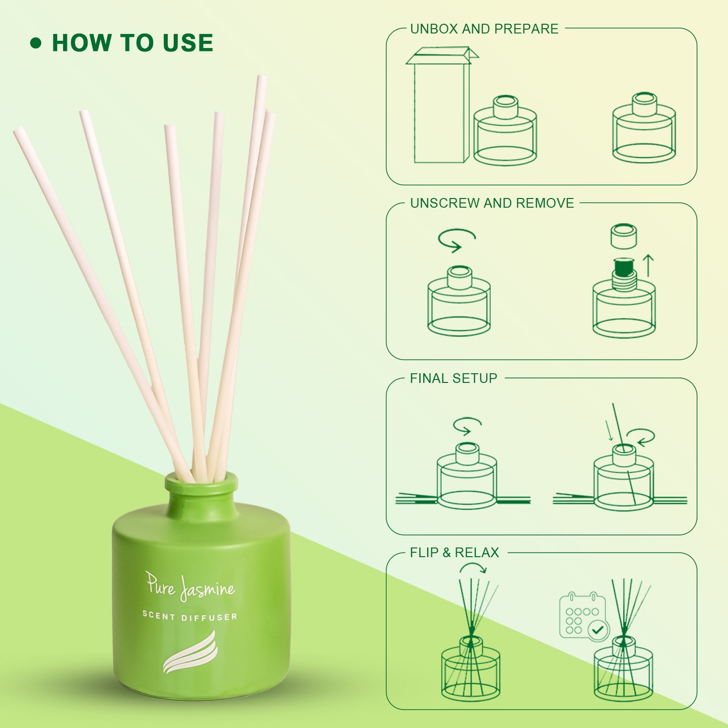 Pure Jasmine Scented Reed Diffuser - Crystal Collection (100ml)