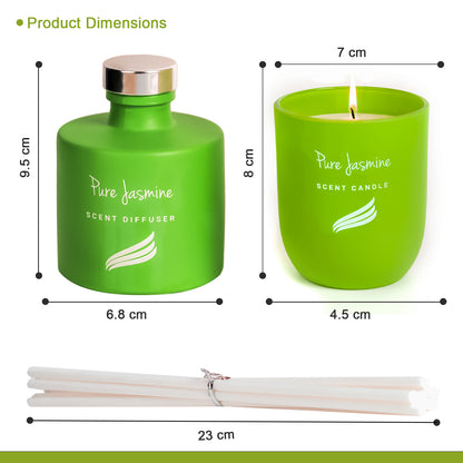 Crystal Collection – Pure Jasmine (Special Combo) | Reed Diffuser (100ml) & Scented Candle (150g)