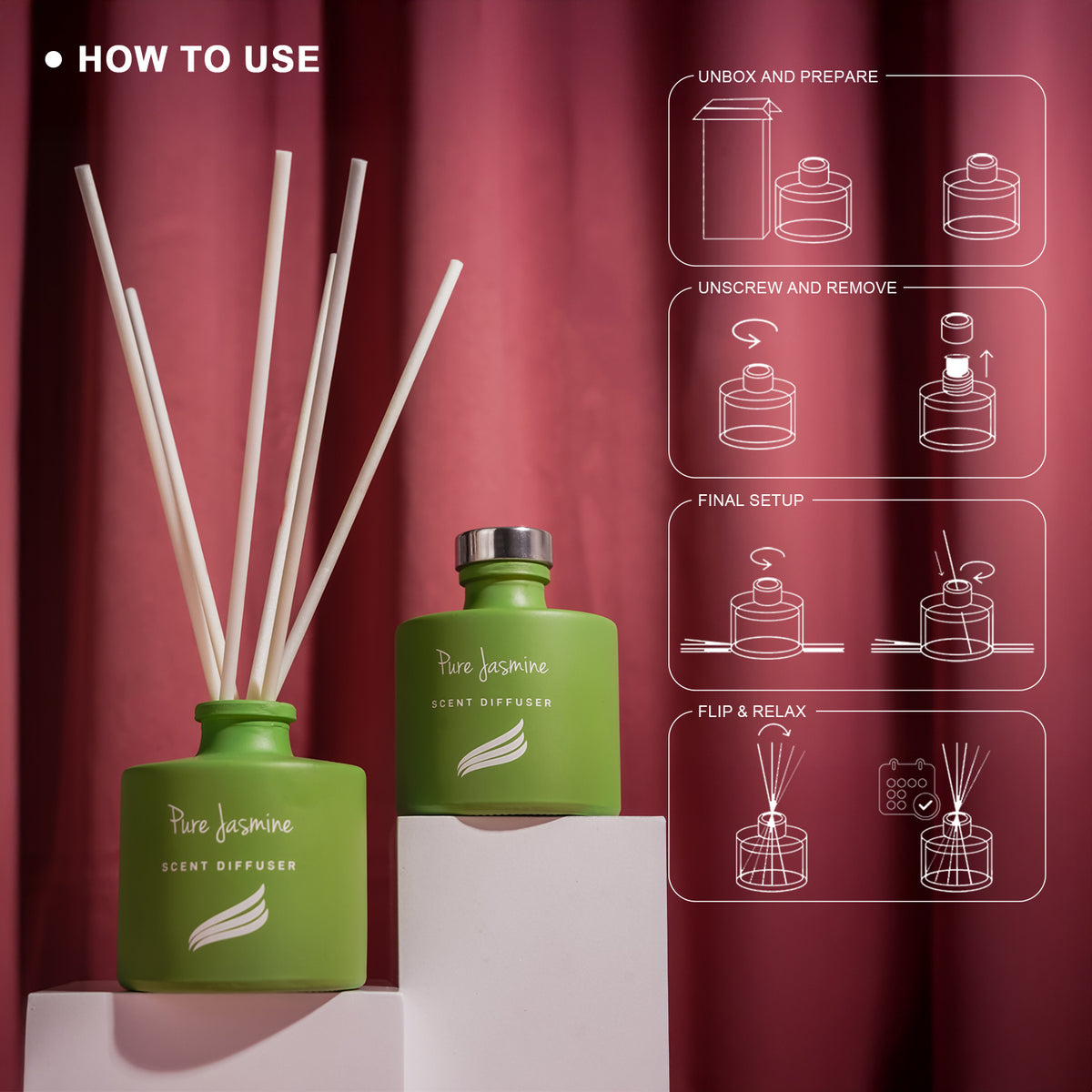 Crystal Collection – Pure Jasmine (Special Combo) | Reed Diffuser (100ml) & Scented Candle (150g)