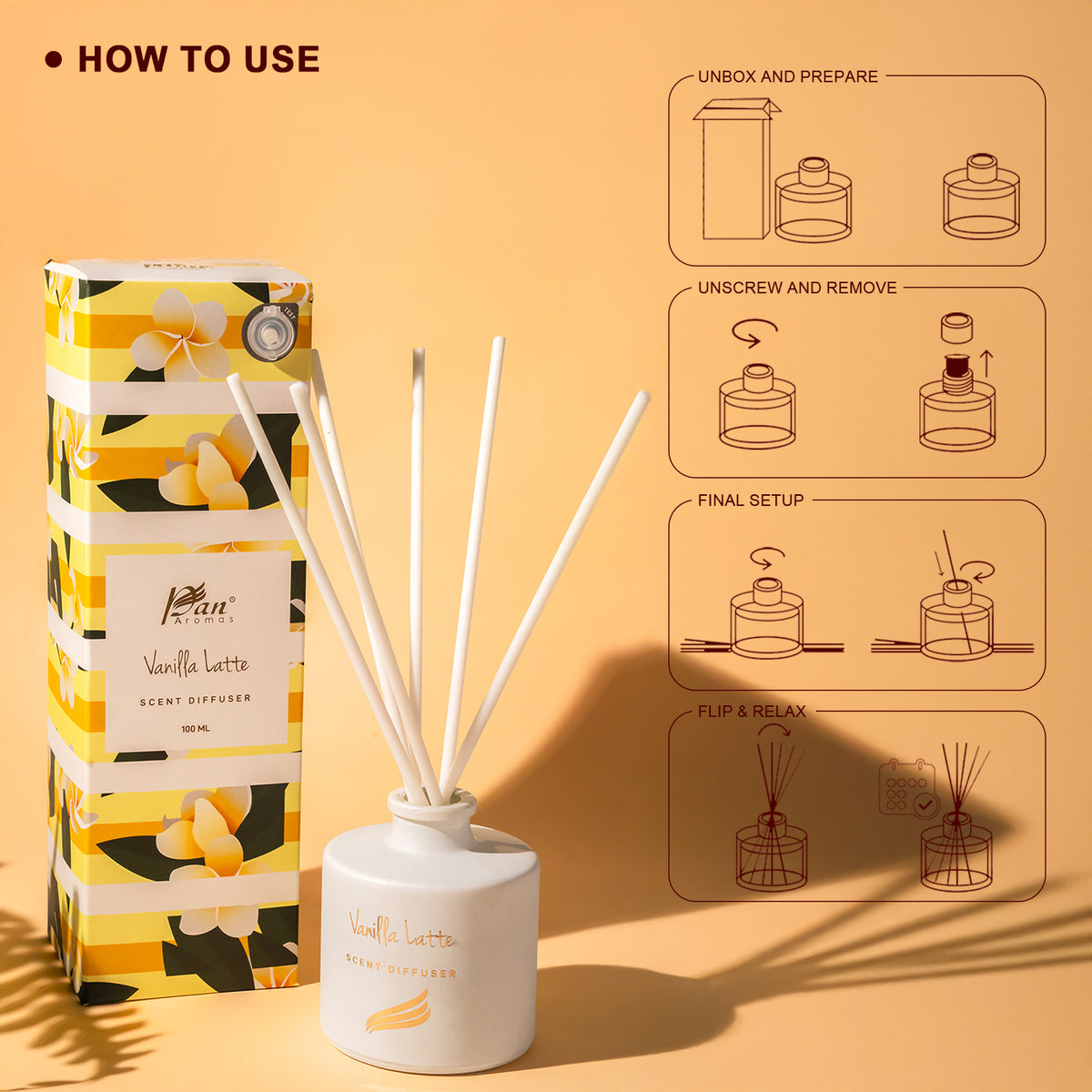 Crystal Collection – Vanilla Latte (Special Combo) | Reed Diffuser (100ml) & Scented Candle (150g)