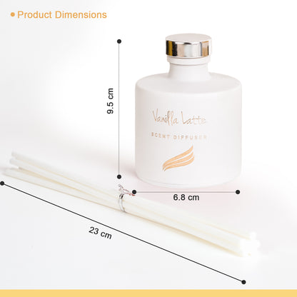 Vanilla Latte Scented Reed Diffuser - Crystal Collection (100ml)