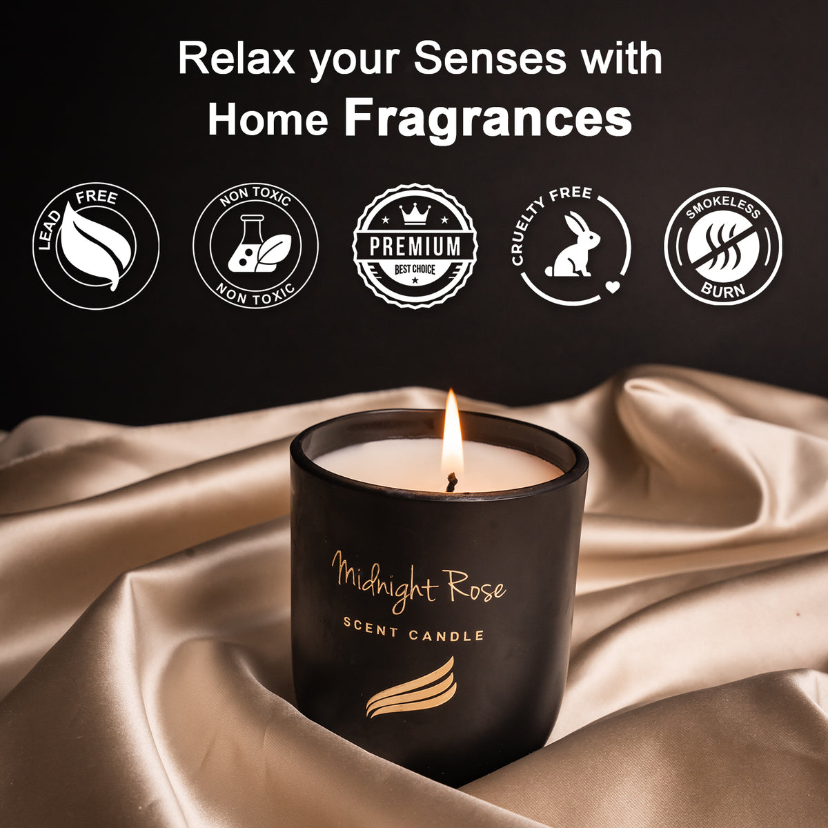 Midnight Rose Scented Candle - Crystal Collection (150gms)