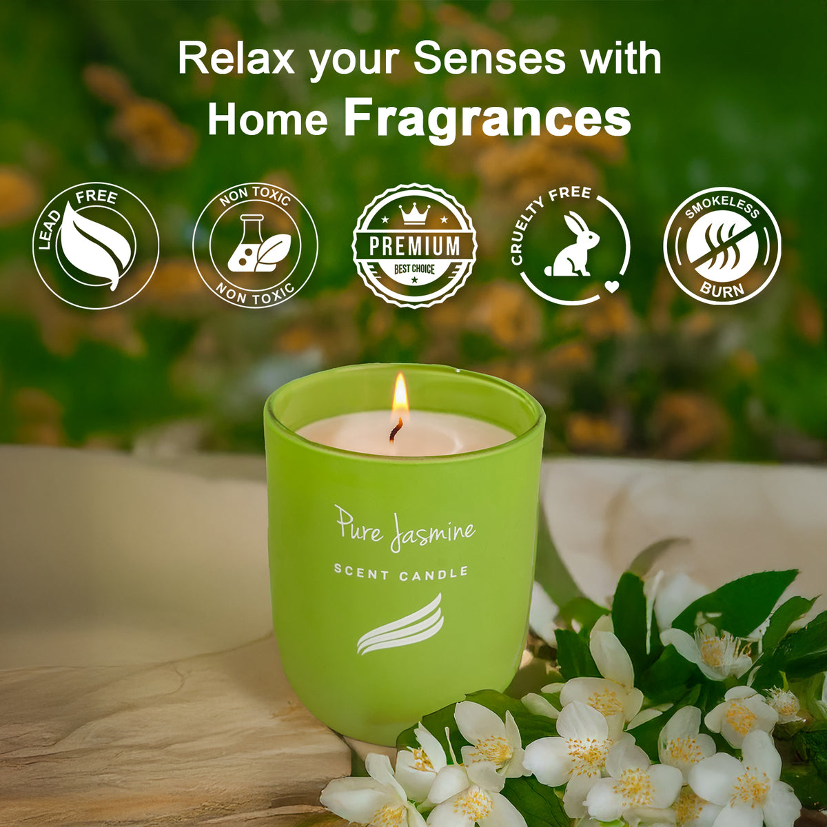 Pure Jasmine Scented Candle - Crystal Collection (150gms)