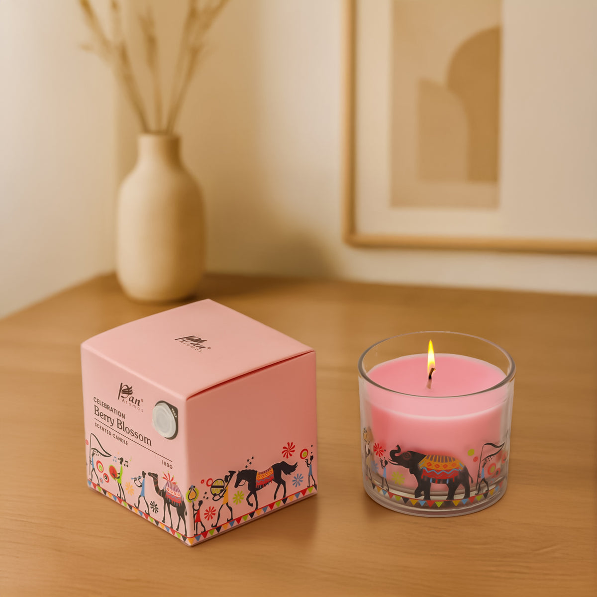 Celebration Collection – Berry Blossom Decal Print Scented Candle (100g)