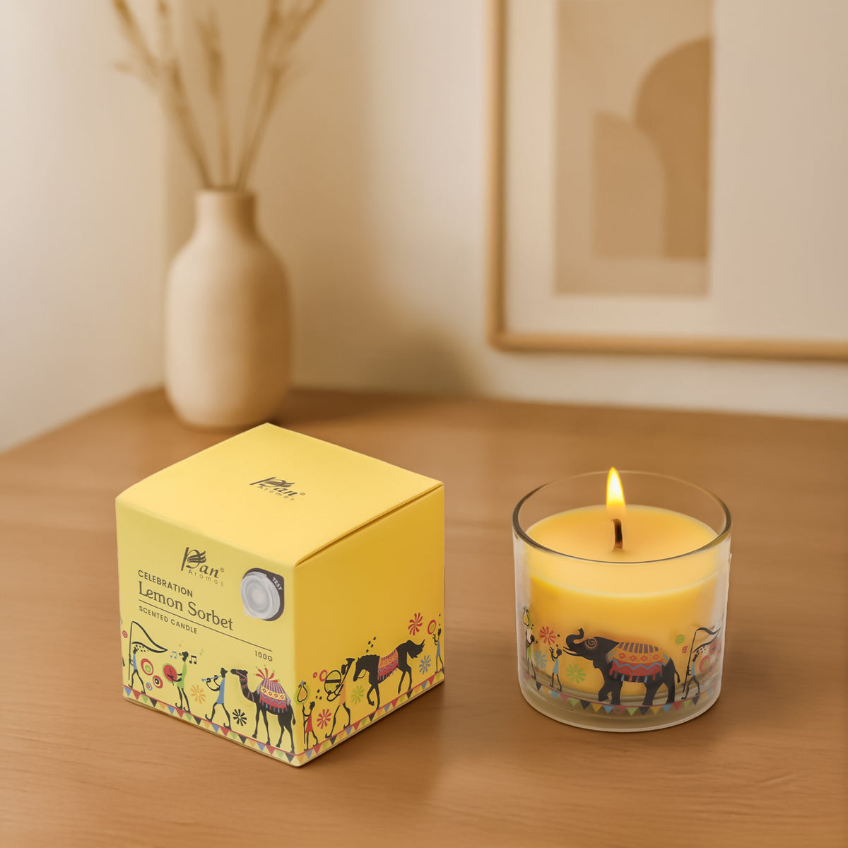 Celebration Collection – Lemon Sorbet Decal Print Scented Candle (100g)