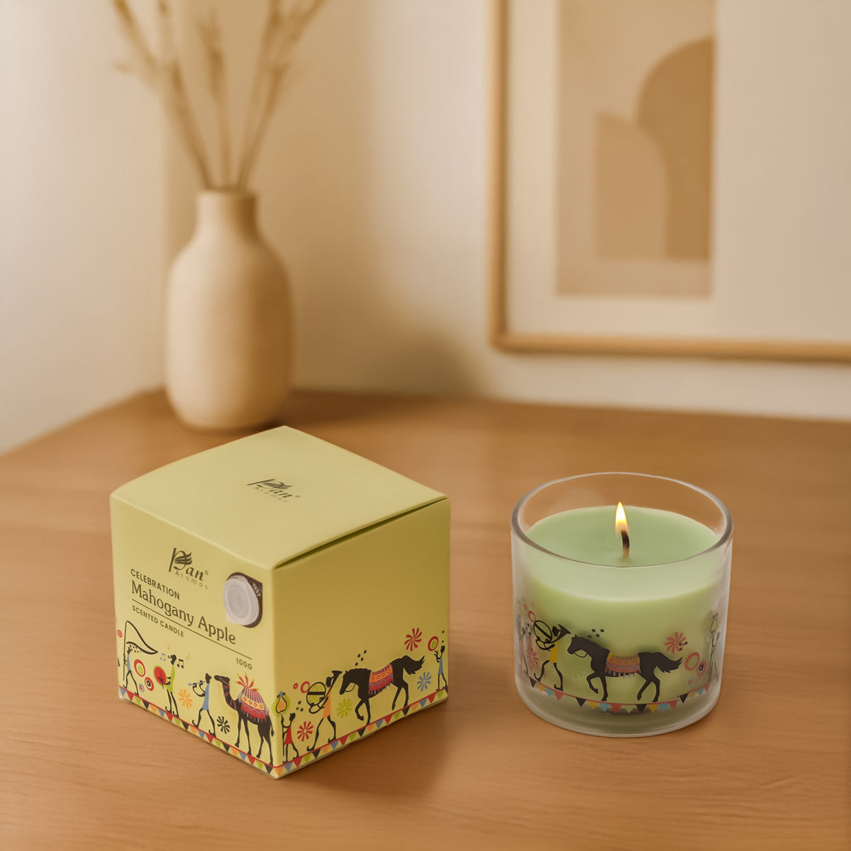 Celebration Collection – Mahogany Apple Decal Print Scented Candle (100g)