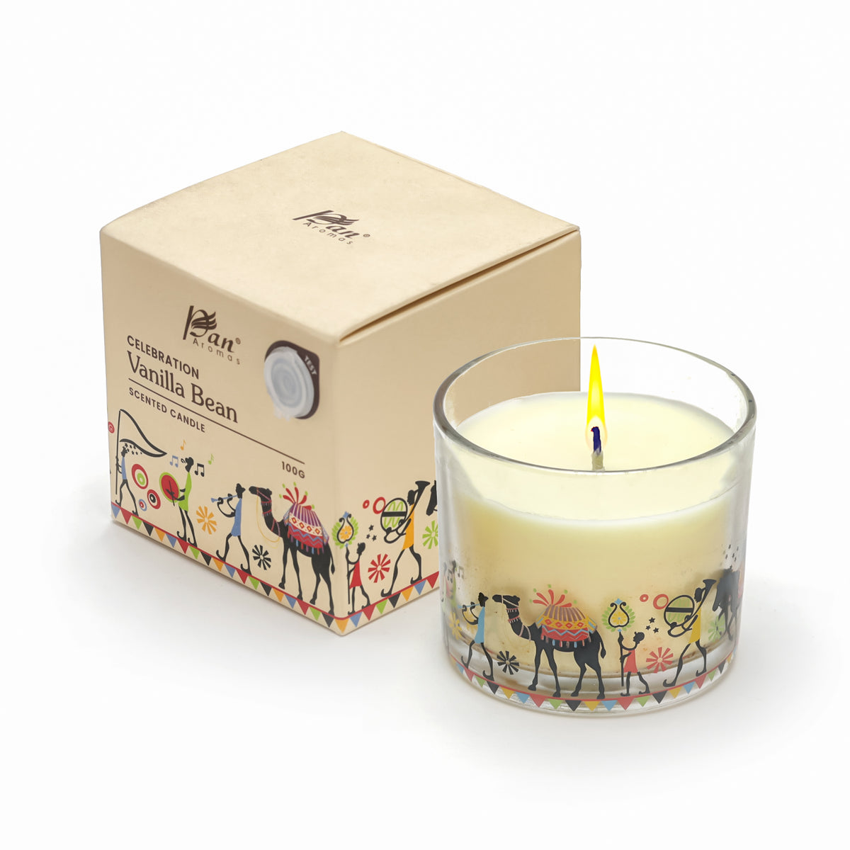 Celebration Collection – Vanilla Bean Decal Print Scented Candle (100g)