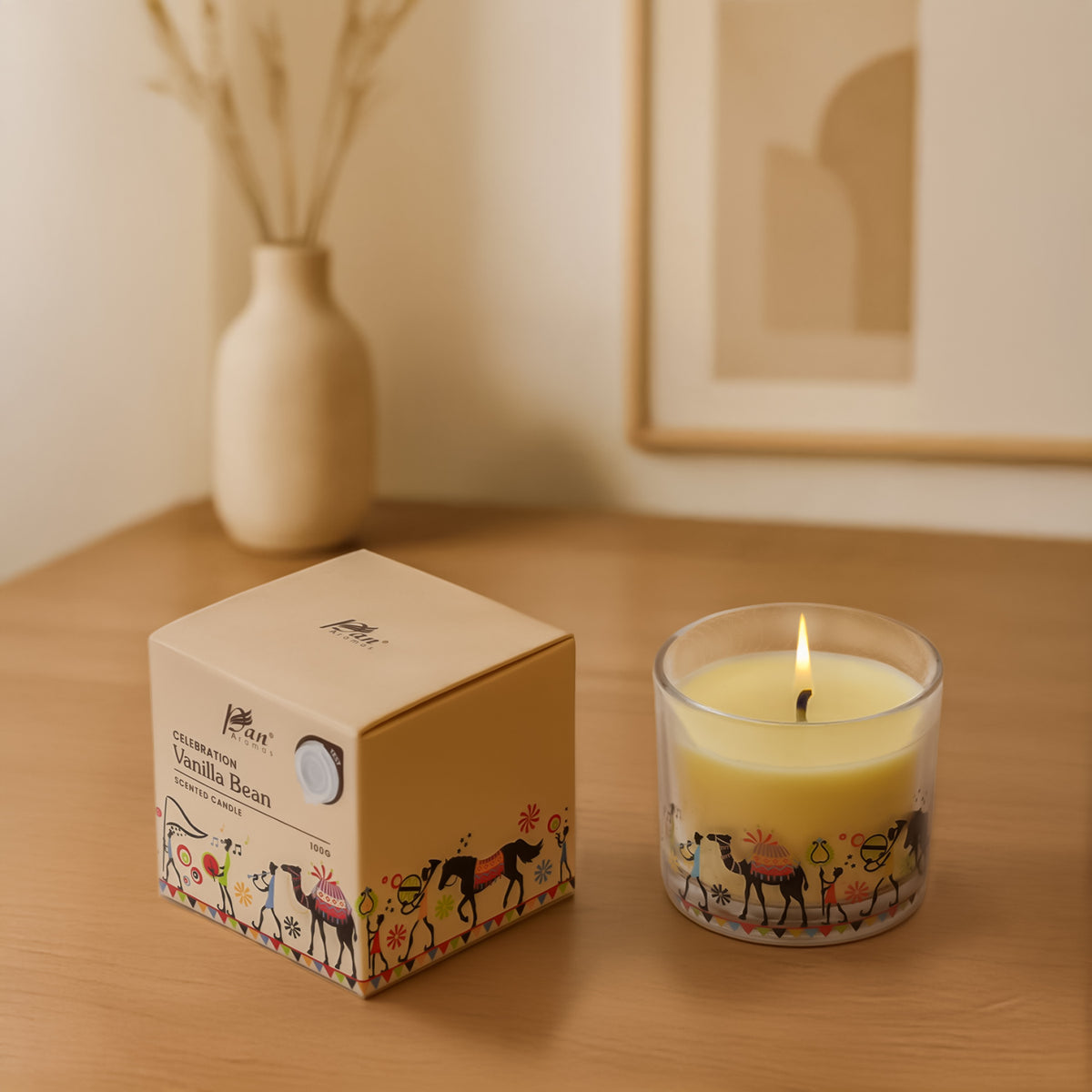 Celebration Collection – Vanilla Bean Decal Print Scented Candle (100g)