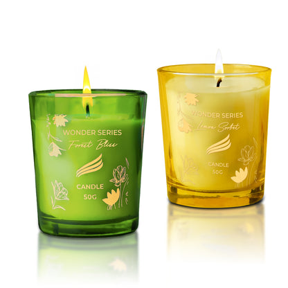2 - Pack Wonder Series Shot Glass Candle - Forest Bliss and lemon sorbet