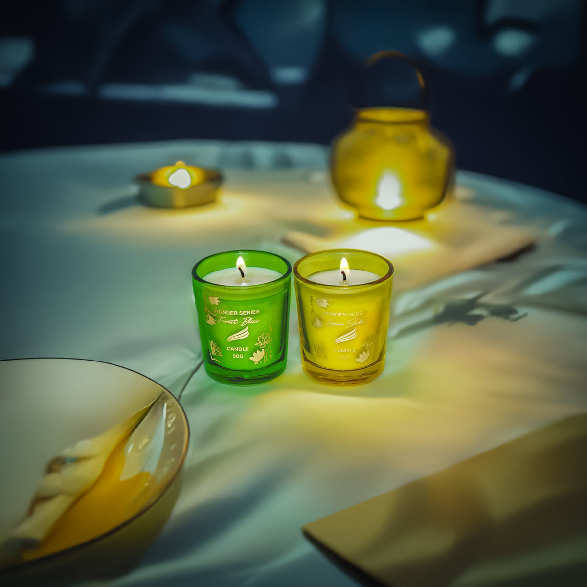 2 -Pack Wonder Series Shot Glass Candle - Forest Bliss and lemon sorbet